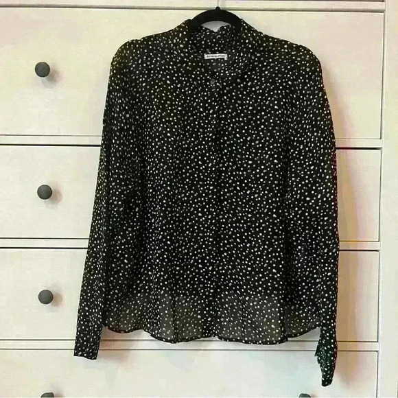 Reformation Confetti Polka Dot Button Front Blouse Sheer Plus Size 1X - Picture 1 of 6